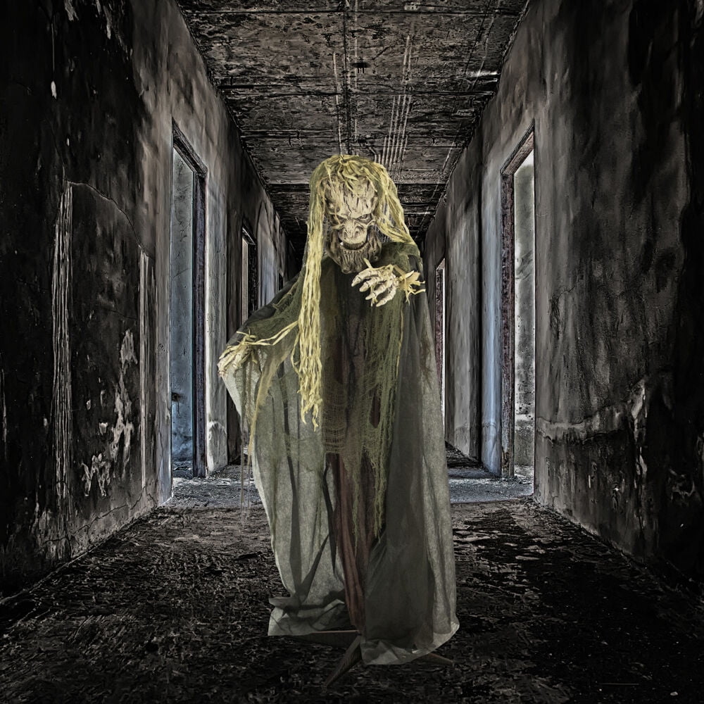 Haunted Hill Farm Life-Size Animatronic Tree Man, 75" Indoor/Outdoor Halloween Decoration, MultiColor