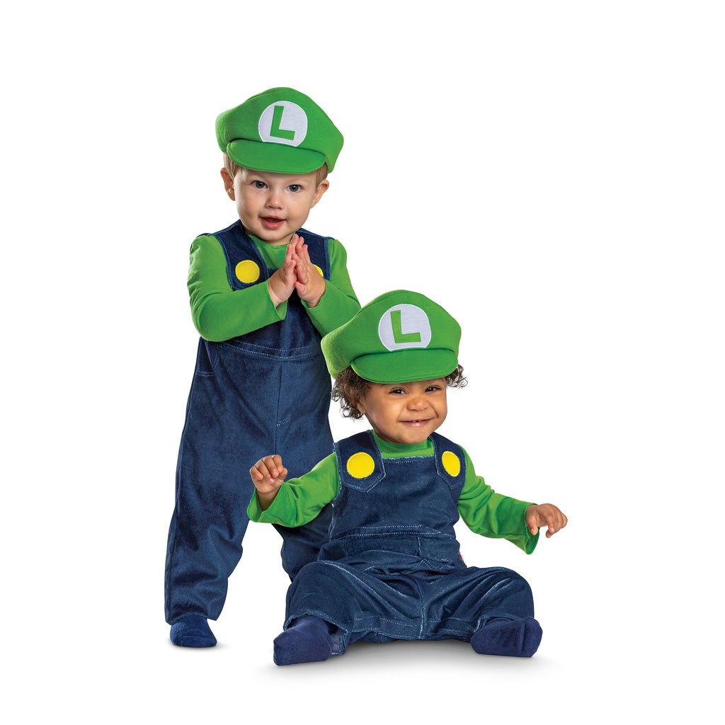 Nintendo Super Mario Bros. Luigi Halloween Costume for Children, Infants Size 6-12M, by Disguise