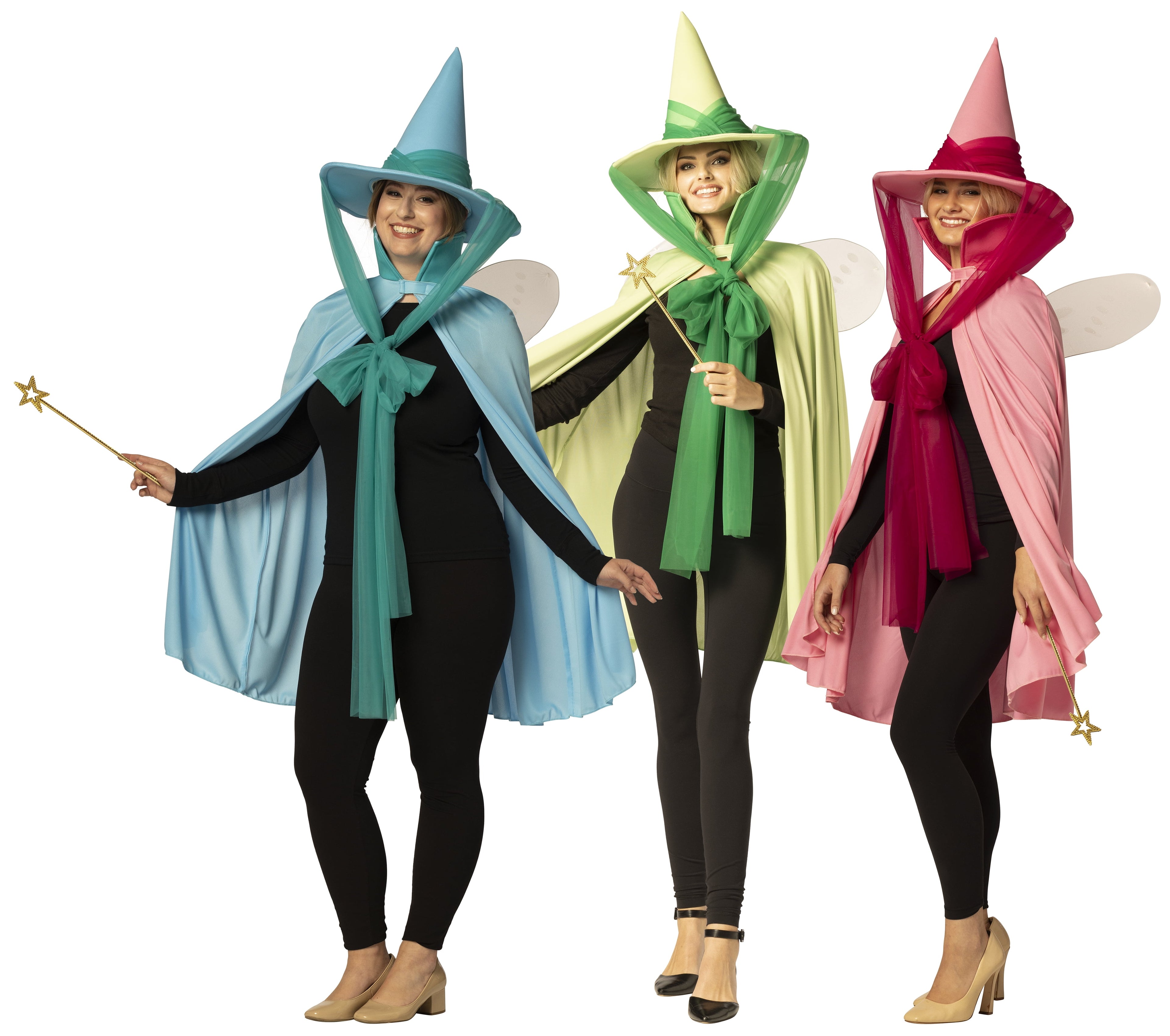 Imposta Costumes Fairy Godmother Hat, Cape, Wings & Wand, Blue (30144-OS), Green (30145-OS), & Pink (30146-OS) Group Halloween Costume, Women, One Size Fits Most Adults, 20176