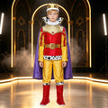 JCCXIN Toddler Baby Boys King Halloween Outfits Dress-Up Party Clothes Tops Pants Belt Cloak With Head wear 5 PC Set Trick Or Treat School Carnival Cute Outfit Sets,Yellow,3-4 Years
