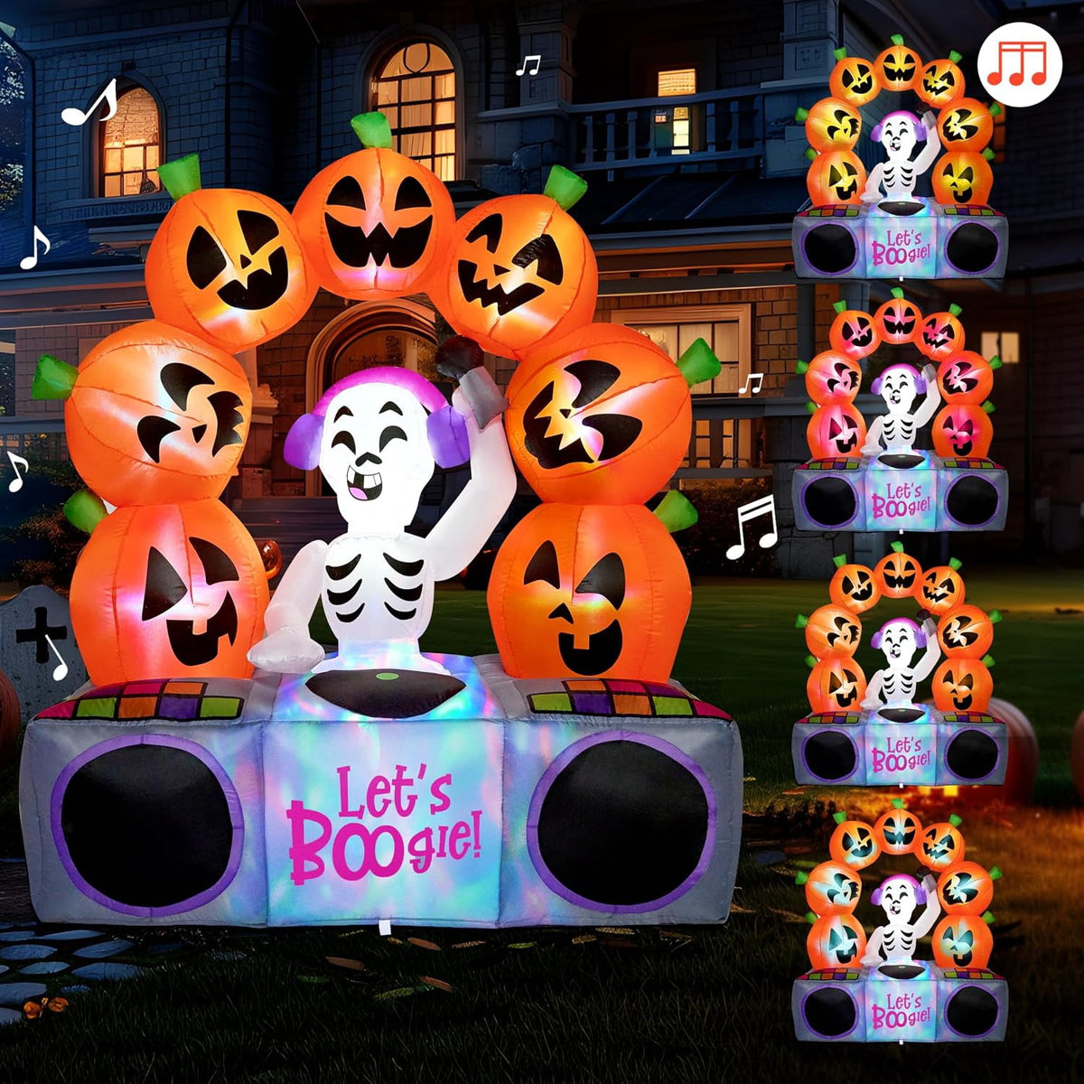 Joyfy 5Ft Halloween Inflatable Pumpkin Ghost with Colorful LED Lights,Halloween Blow Up Cute Decor for Indoor Outdoor Holiday Yard Decoration