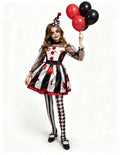 Joyfy Girls Clown Costume, Halloween Scary Clown Costume, Family Matching Bloody Jester Dress for Girls Halloween Dress up, Role Play, Cosplay Party