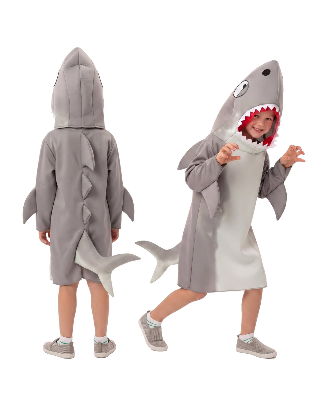 Joyfy Halloween Shark Costume for Kids, Shark Boy Costume with Fin Tail for Animal Cosplay Outfit Halloween Trick or Treat Dress up Party
