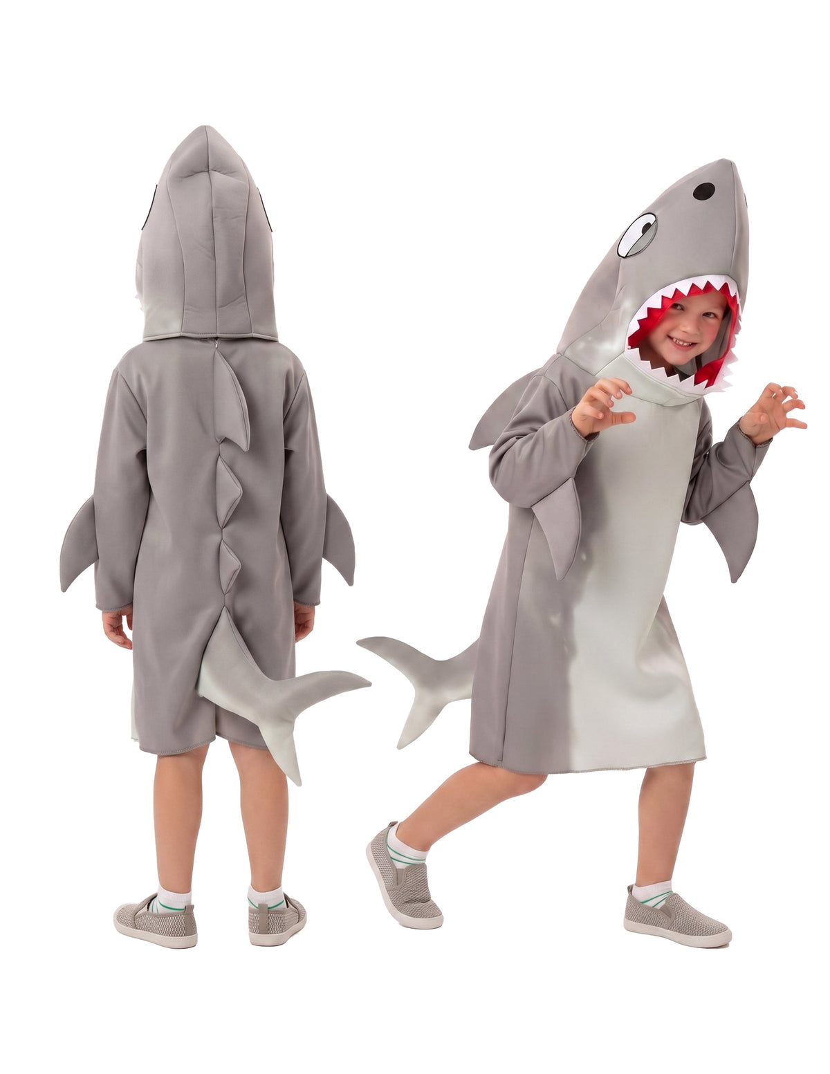 Joyfy Halloween Shark Costume for Kids, Shark Boy Costume with Fin Tail for Animal Cosplay Outfit Halloween Trick or Treat Dress up Party