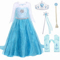 Jurebecia Princess Dress for Girls Birthday Party Blue Costume up Toddlers Kids Christmas Halloween Cosplay Clothes with Accessories 6T(5-6Years)