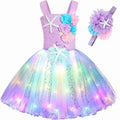 Jurebecia Princess Tutu Dress Girls Halloween Costume Color Led Light up for Birthday Party Kids 4T,3-4Years
