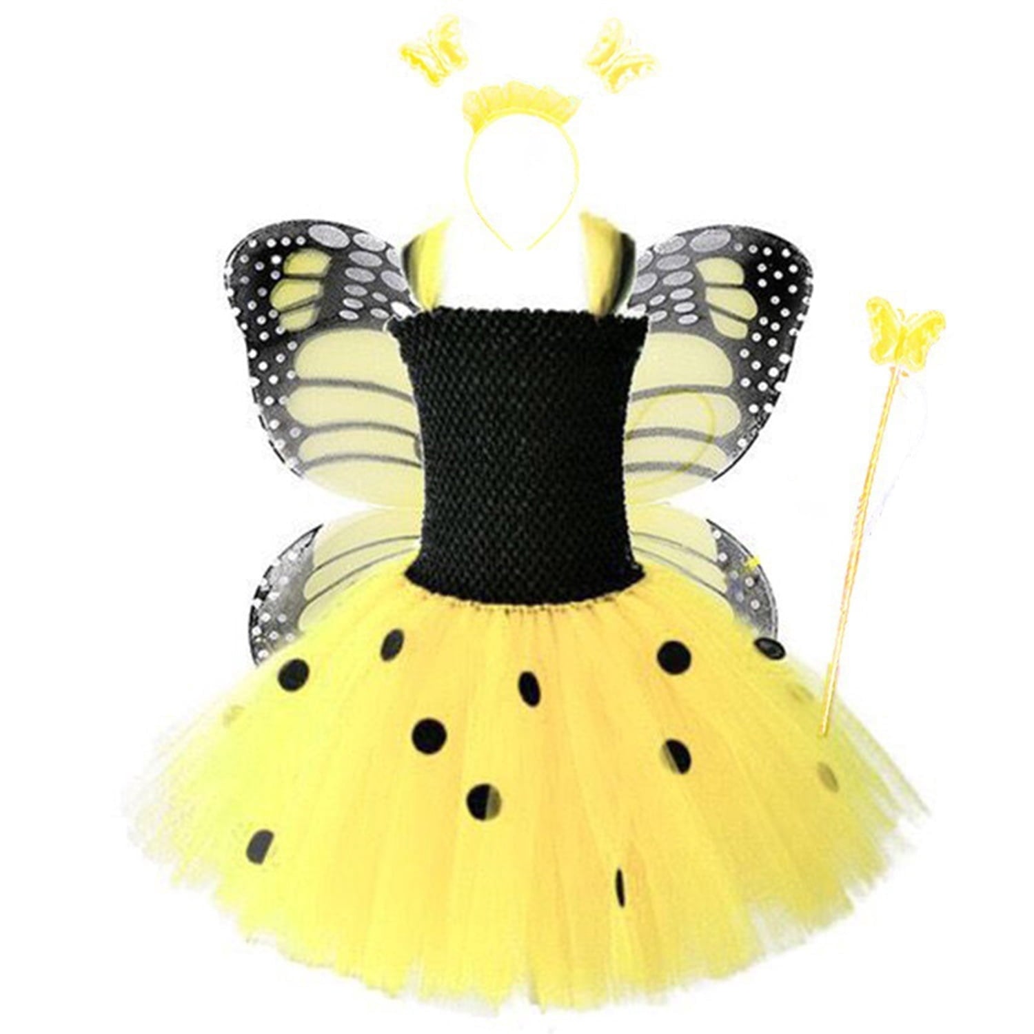 KAWELL Butterfly Fairy Dress Costume Halloween Fluffy Mesh Costume