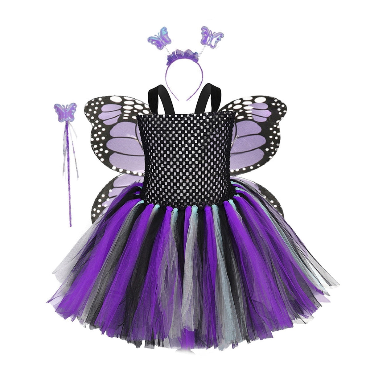 KAWELL Butterfly Fairy Dress Costume Halloween Fluffy Mesh Costume