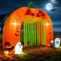 Kalolary 12FT Halloween Inflatable Pumpkin Tunnel Archway, Walk-Through Haunted House with Ghost, Cat & Tombstone for Outdoor Yard Decoration