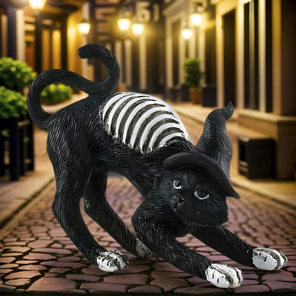 LAMIRO Black Cat Halloween Decorations,Spooky Tabletop Ornaments For Home Party,Gothic Themed Festival Decor,Indoor Outdoor Use,Easy To Display Centerpiece For Halloween Celebrations