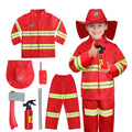 LIIPEE Boys Fireman Costumes Kids Fancy Dress Up With Accessories Clothes 7 Piece Party Outfits,18-24 Months