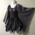 Lilgiuy Women's Costumes Gothic Retro Long Sleeve Round-Neck Dresses Clearance Sales