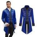 MYATED Medieval Steampunk Tailcoat for Men,Gothic Victorian Frock Coat Renaissance Pirate Jackets Halloween Party Cosplay Costumes,Blue,S