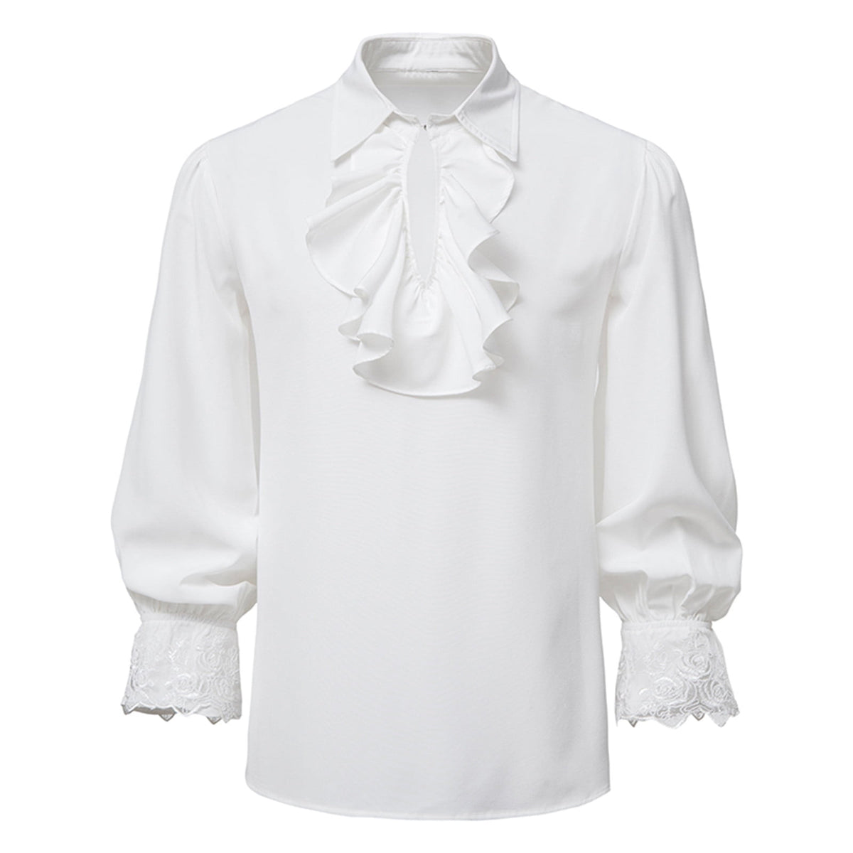 Men LYXSSBYX Mens Shirts Long Sleeve Pullover Stand Collar Ruffled Renaissance Shirt Steampunk Trumpet Sleeve Top
