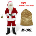 Men's Santa Claus Costume 11PCS. Christmas Velvet Adult Deluxe Santa Suit -3XL