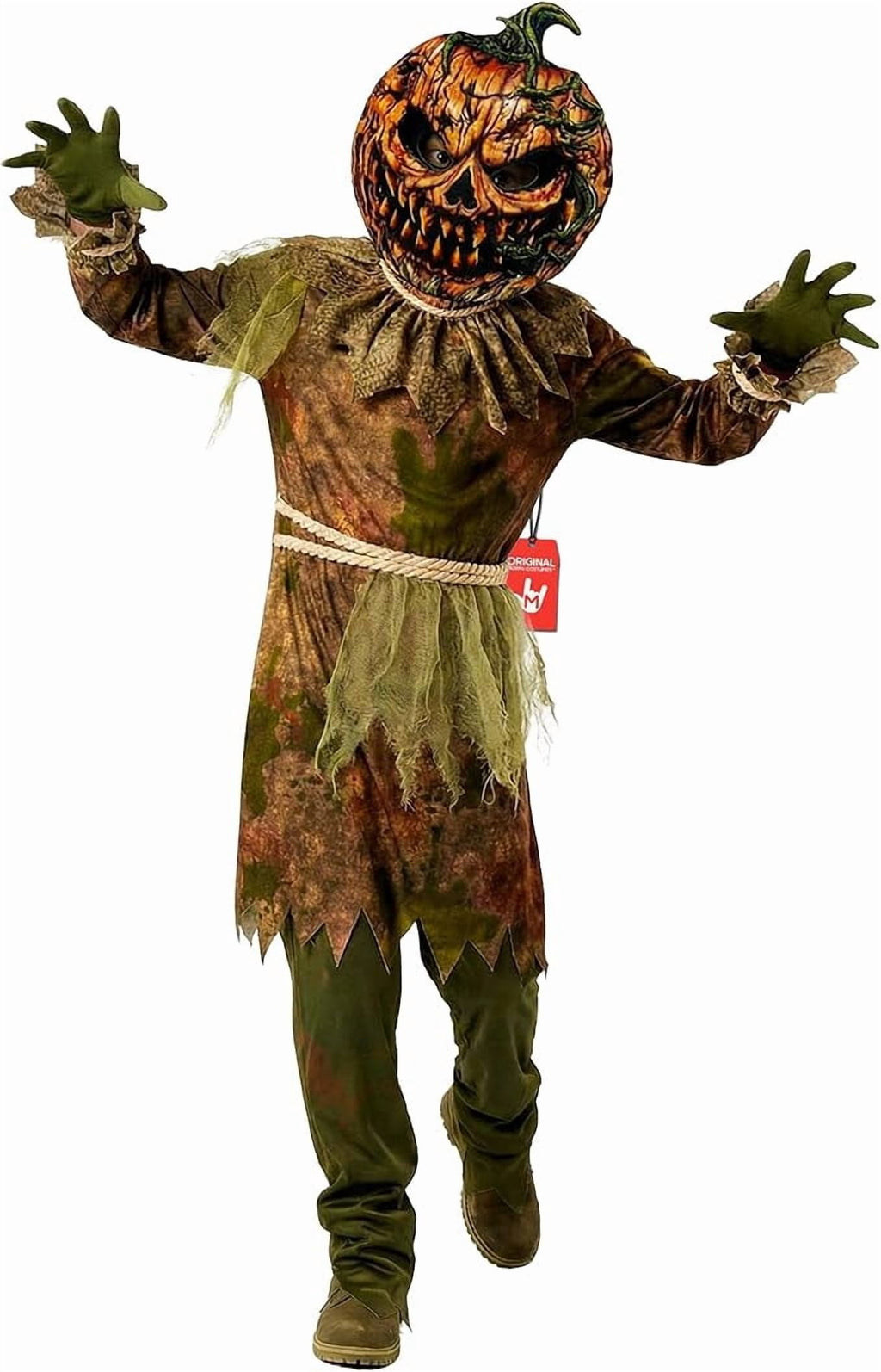 Morph Scarecrow Pumpkin Boys Halloween Costume for Boy Brown Large