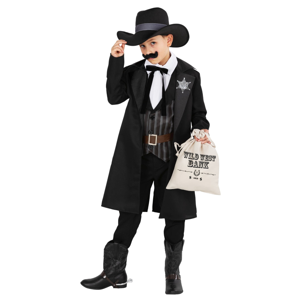 Morph Western Sheriff Costume Boys Halloween Costume for Boy Black Medium