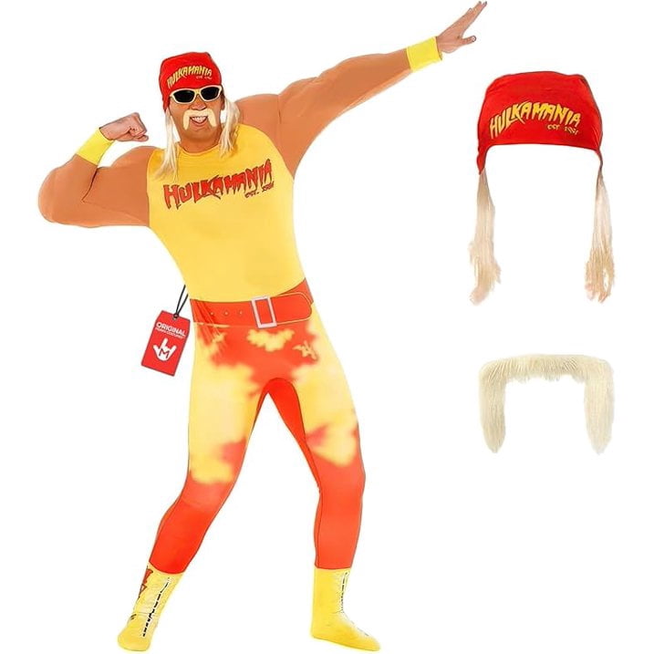Morph Wwe Hulk Hogan Costume Men Halloween Costume for Men Red Medium