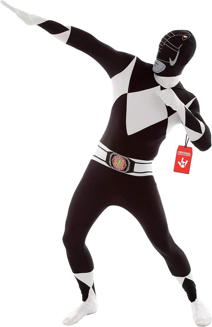 Morphsuits Adult Black Power Ranger Morphsuit Mens Superhero Fancy Dress Costume Halloween Black M