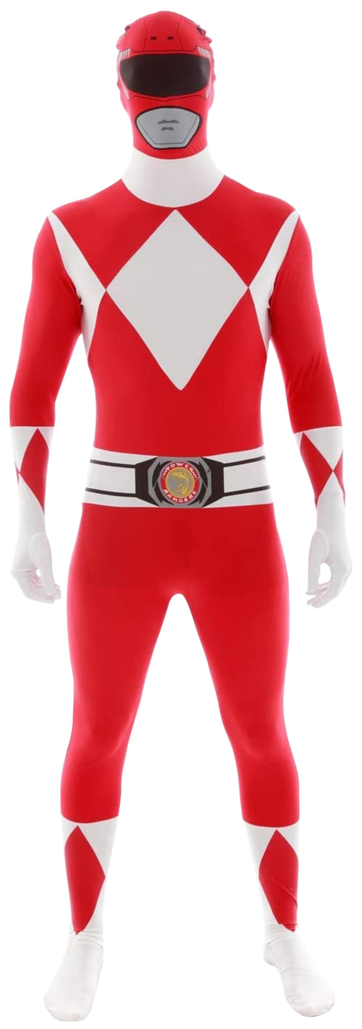 Morphsuits Adult Red Power Ranger Morphsuit Mens Superhero Fancy Dress Costume Halloween Red XL