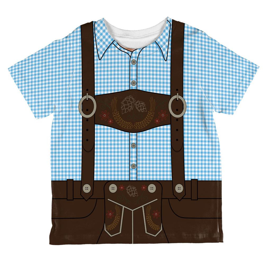 Oktoberfest Lederhosen Costume German Brown Suspenders All Over Toddler T Shirt Green 2T
