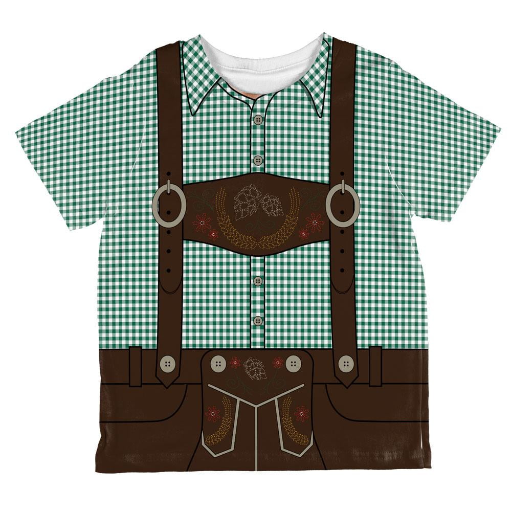 Oktoberfest Lederhosen Costume German Brown Suspenders All Over Toddler T Shirt Green 2T