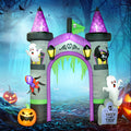 Outsunny 11.8' H Large Halloween Inflatable Archway Ghost Bat Pumpkin Spider, Halloween Decoration with LED Lights for Garden Indoor Outdoor
