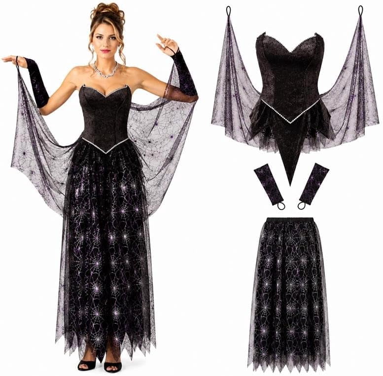 PMU French Maid Halloween Costume Black White Dress with Headpiece, Plus Size Up to 22