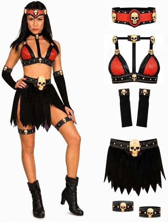 PMU French Maid Halloween Costume Black White Dress with Headpiece, Plus Size Up to 22