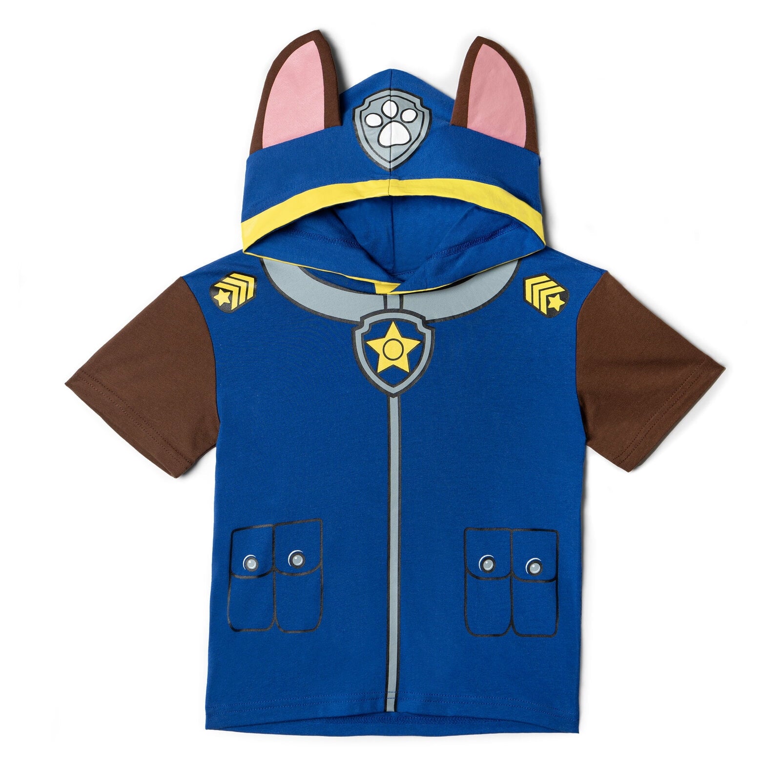 Paw Patrol Little Boys' Cosplay Hooded T-Shirt Chase Royal Blue