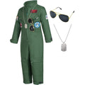 URSOFINE Kids Fighter Pilot Costume - Air Force Flight Suit Roleplay Dress Up with Aviator Accessories for Girls Boys
