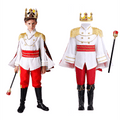CHOYURME CHONYURM Boys Medieval Royal Prince King Costume, Kids Halloween Cosplay Party Outfit with Crown Scepter Cape Full Set
