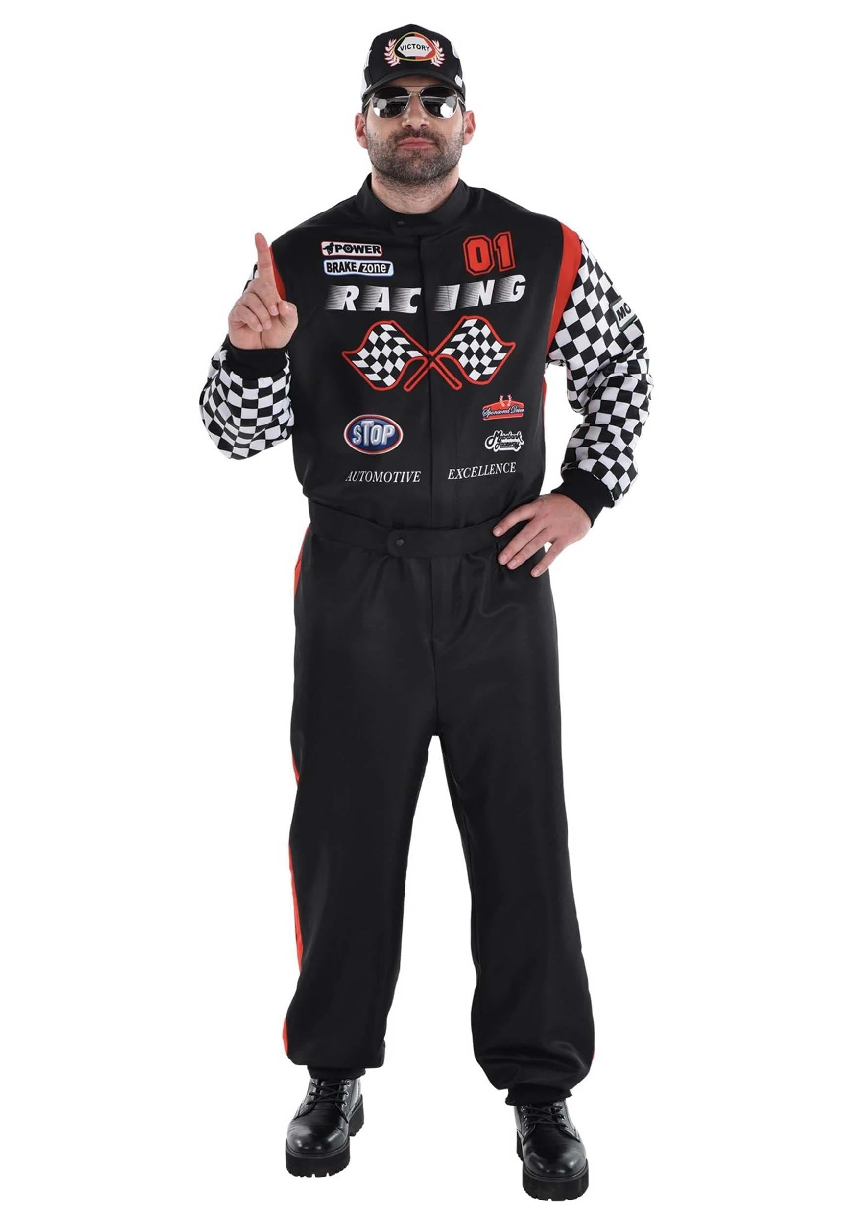 Plus Size Race Car Driver Classic Jumpsuit Costume for Men