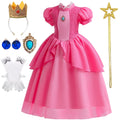 Princess Costume for Girls Dress up Outfit with Crown Gloves Earring Wand 7-8Years(P03)