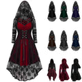 QATAINLAV Womens Gothic Hoodies Dress Fall Winter Long Sleeve Velvet Sweatshirts Cute Cat Ear Hooded Zip up Dresses with Pockets, Wine, M