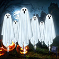 Qoosea Halloween Decorations Outdoor, 6 pack Light up Spooky Ghosts with 8 Modes LED Light - Scary Standing Ghosts Decor for Front Door Porch Yard Home Party