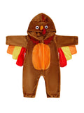 RUINIXCW Toddler Baby Girl Boy Thanksgiving Turkey Costume Kids Halloween Animal Costume Infant Baby Boy Girl Fall Winter Clothes Warm Flannel Romper Long Sleeve Hooded Zip Up Jumpsuit