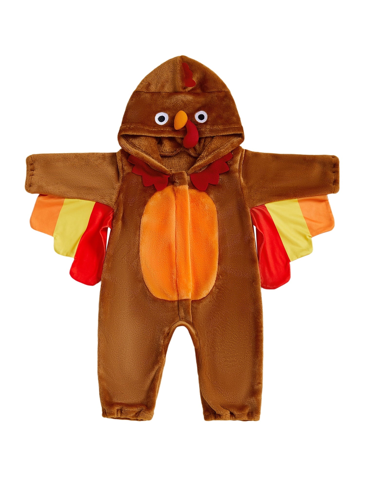 RUINIXCW Toddler Baby Girl Boy Thanksgiving Turkey Costume Kids Halloween Animal Costume Infant Baby Boy Girl Fall Winter Clothes Warm Flannel Romper Long Sleeve Hooded Zip Up Jumpsuit
