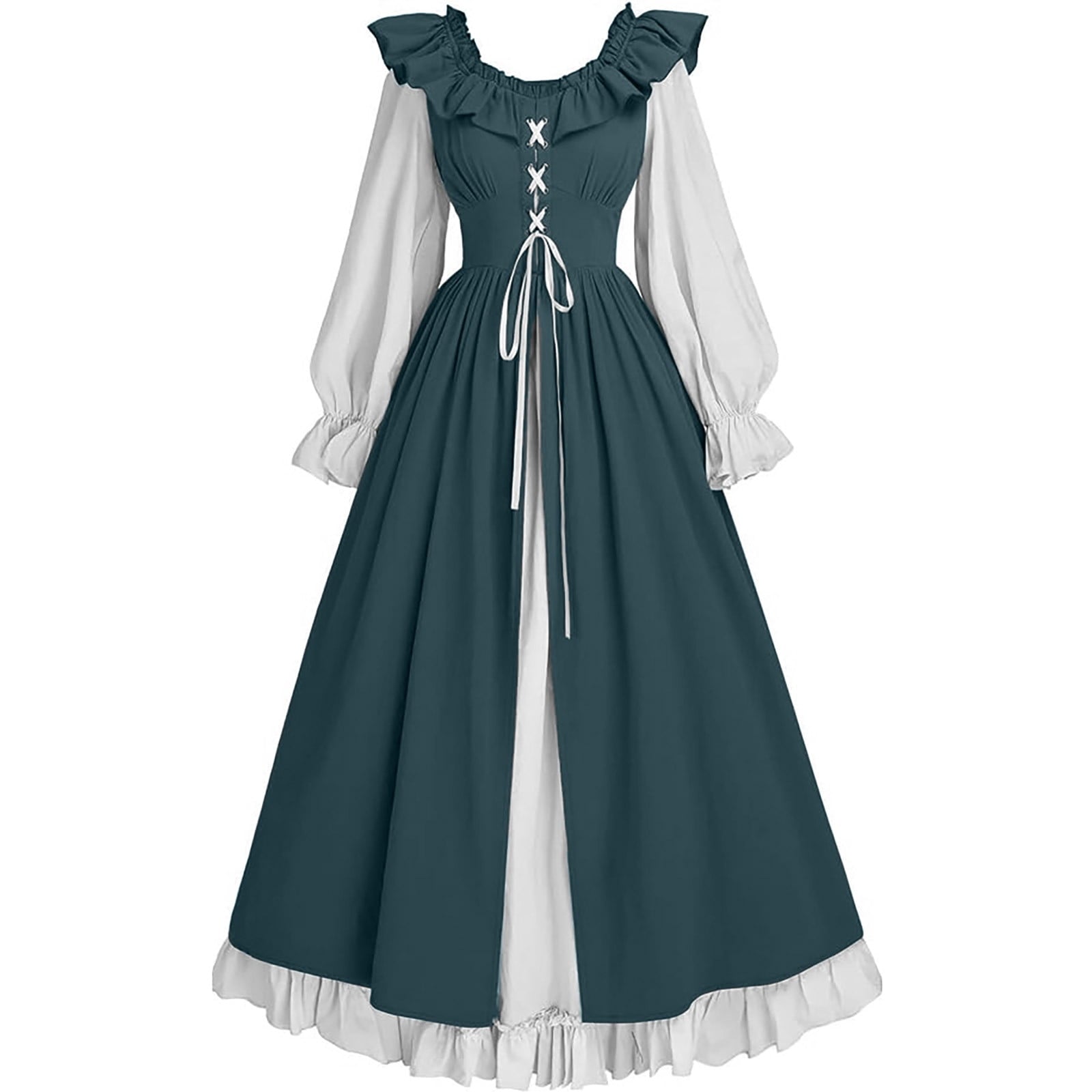 SCSAlgin Womens's Medieval Renaissance Dress Off Shoulder Medieval Dress Cosplay Over Dress Long Chemise Peasant Costume