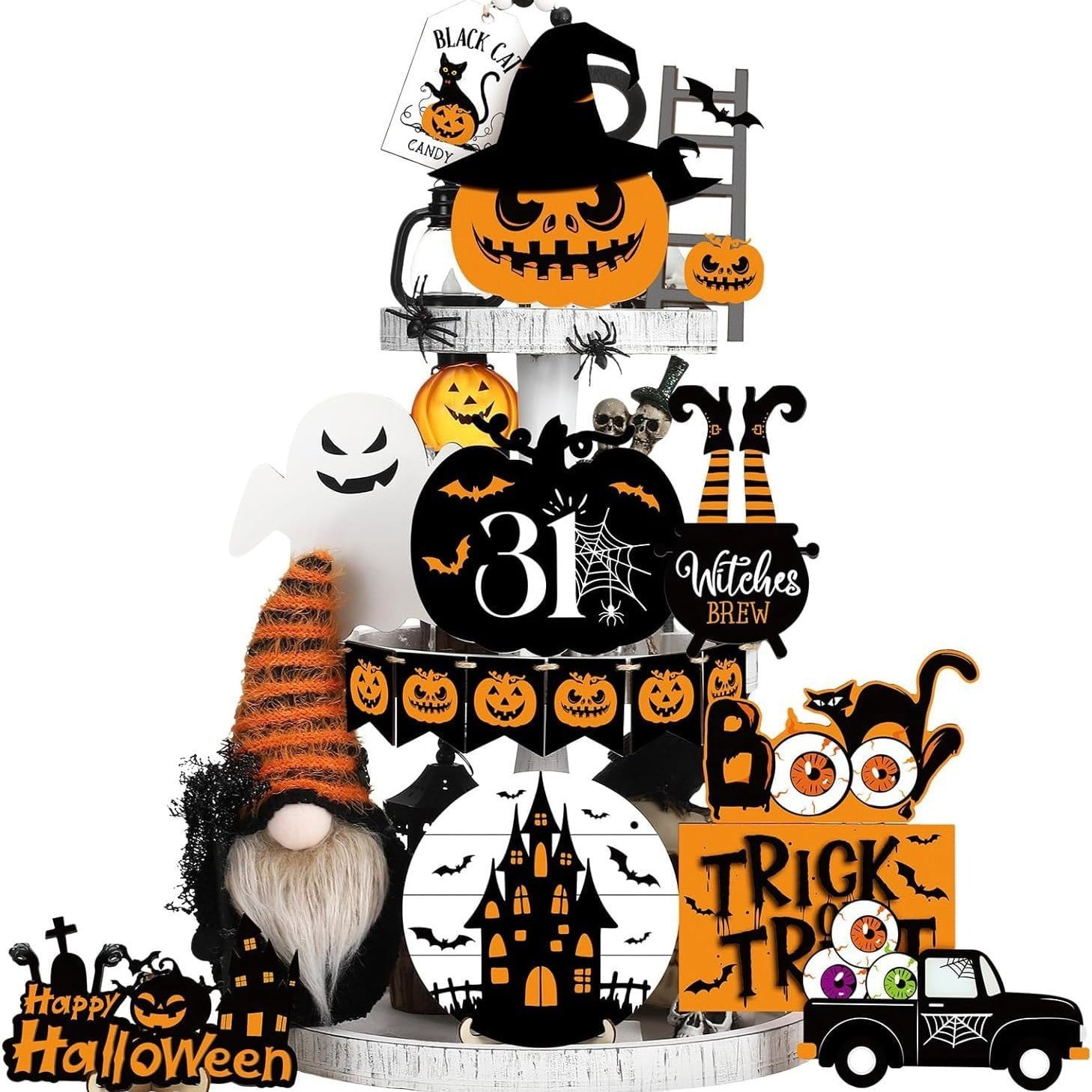 SUSHANG Halloween Pumpkin Party Decorations Hanging Luminous Pumpkin Shaped Hanging Decoration 3.8 Ft Animated Talking Pumpkin with Rotatable Head Light Up Eyes Outdoor Decor