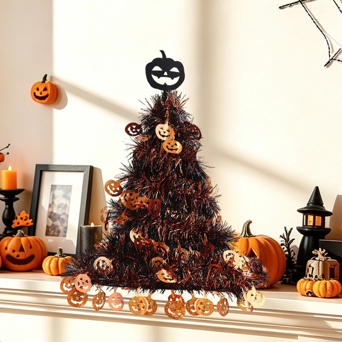 1Pc Halloween Mini Pumpkin Branches Artificial Black Twigs Vase Fillers for Table Mantel Centerpiece Creepy Gothic Scary House Decor