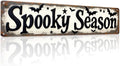 Spooky Season Metal Tin Sign Vintage Halloween Wall Decor 4x16 Inch Farmhouse Style Decorative Plaque for Living Room Entryway and Party