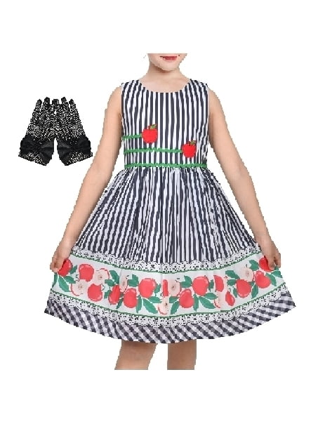 Sunny Fashion Girls Dress Sleeveless Rose Floral Butterfly Garden Party Sundress Cotton Blue 9-10 Years