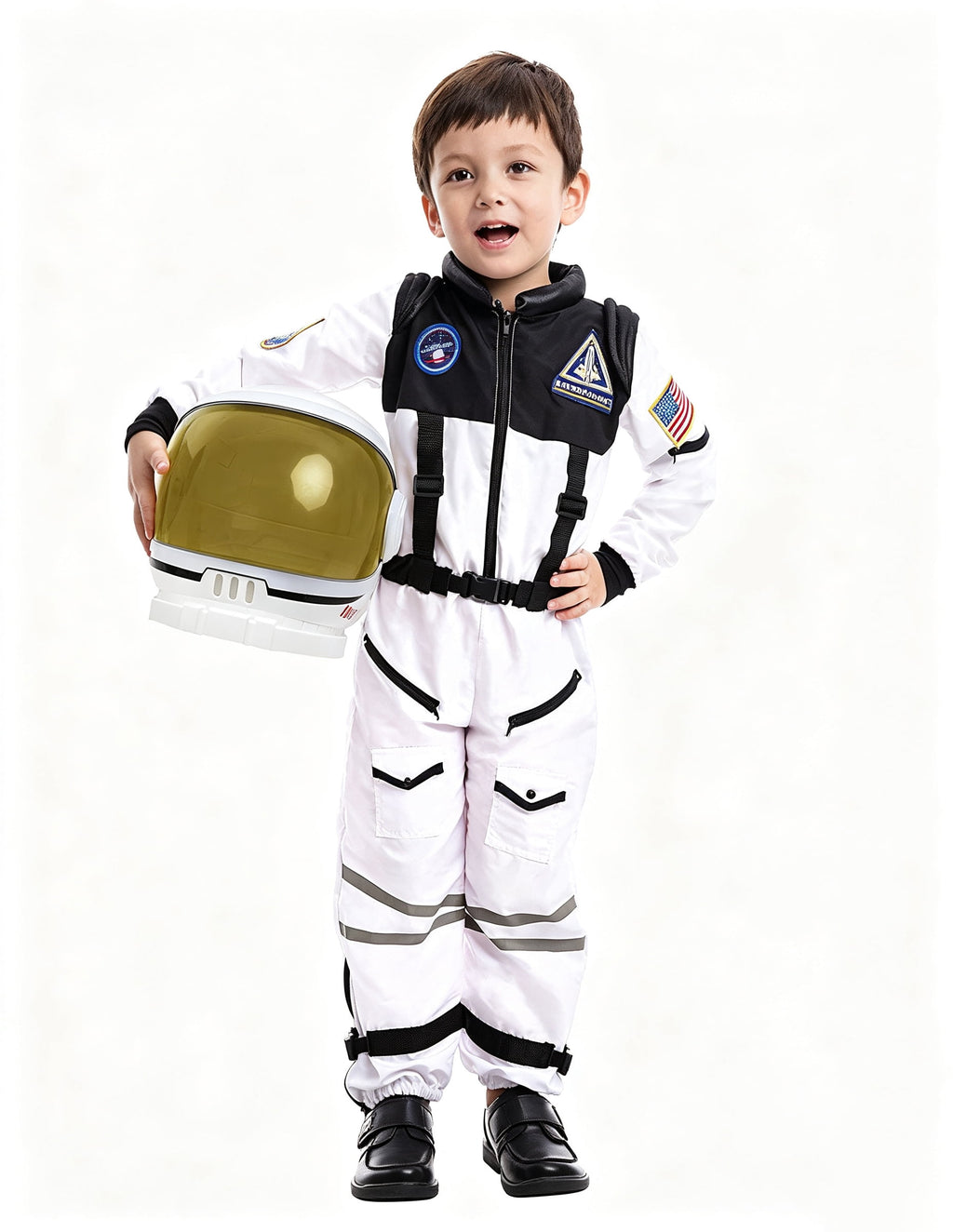 Joyfy Astronaut Costume with Helmet for Kids Toddler Boys Halloween Dress Up Party and Roly Play Cosplay 3-14 Years