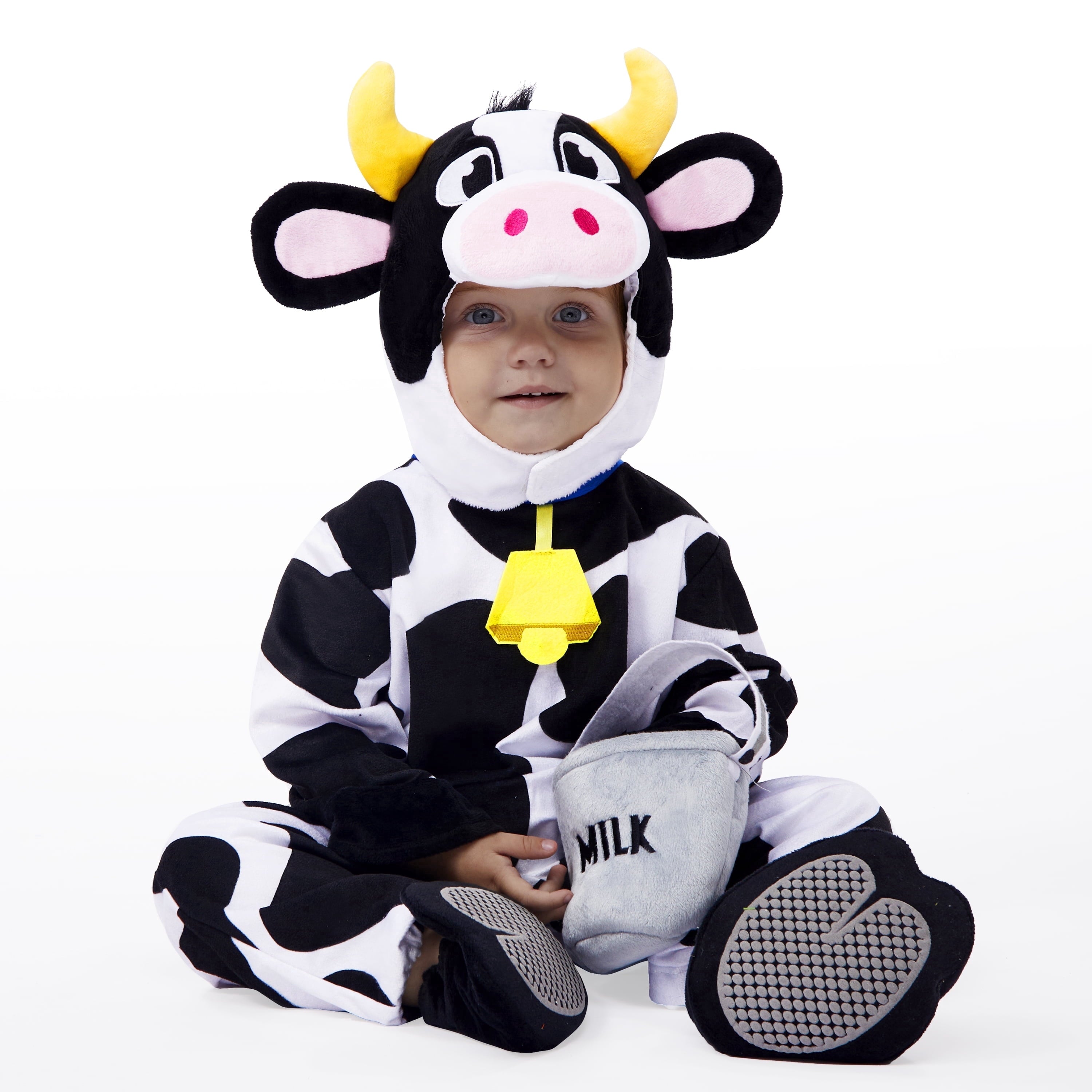 Joyfy Baby Cow Costume with Milking Bucket for Toddler, Kids Halloween Farm Party Dress up Role Playing Cosplay 0-5 Years
