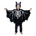TBWNWG Halloween Boys Skeleton Jumpsuit Scary Bone Outfit Kids Party Cosplay Theme Dress Up Bat Hooded Unisex Long Sleeve,Sizes 5-6 Years