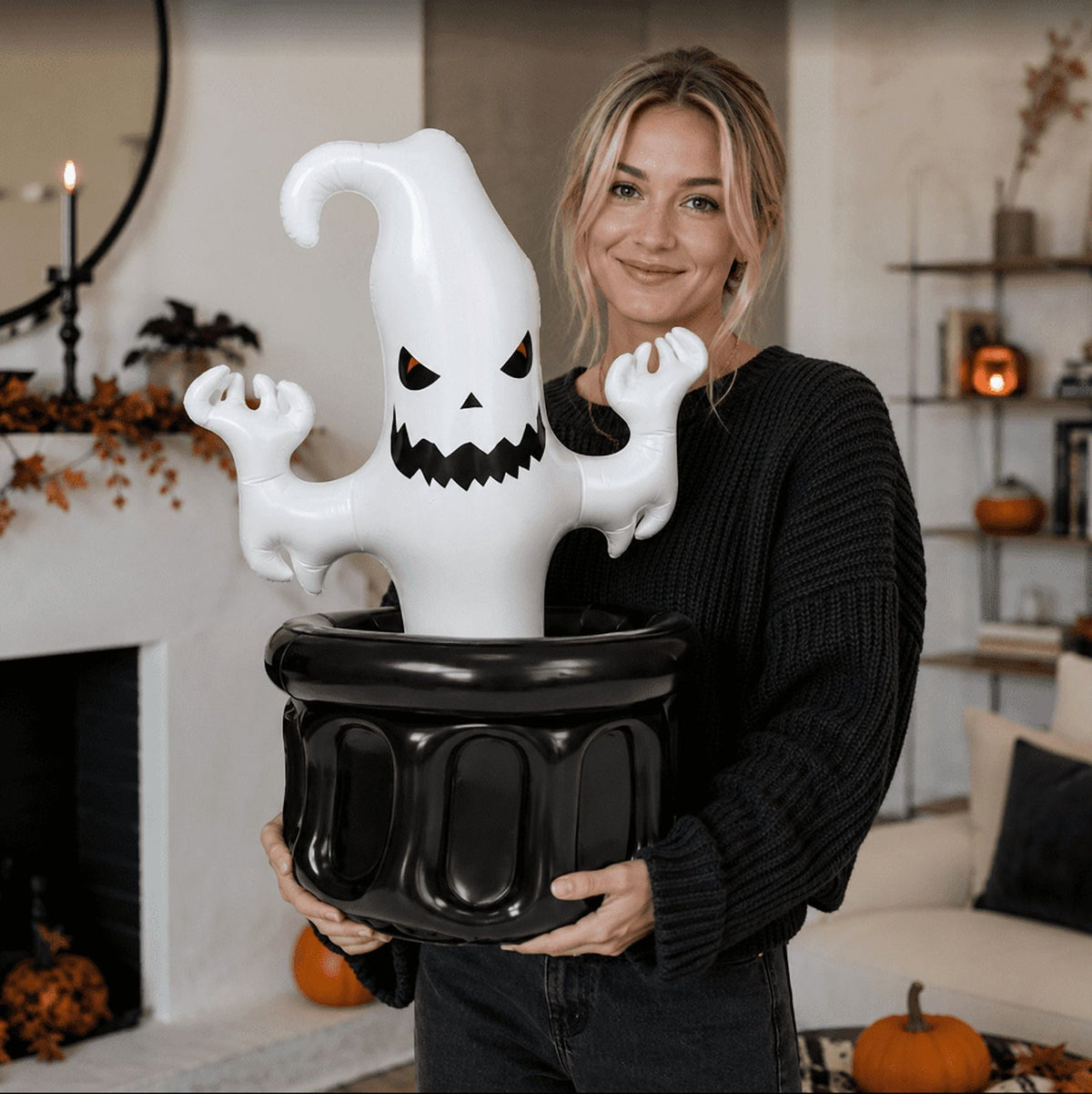 THOPBPRK Black Halloween Pumpkin Decoration for Home, Gothic Table Centerpiece Decor, Fall Figurine for Party and Seasonal Indoor Display