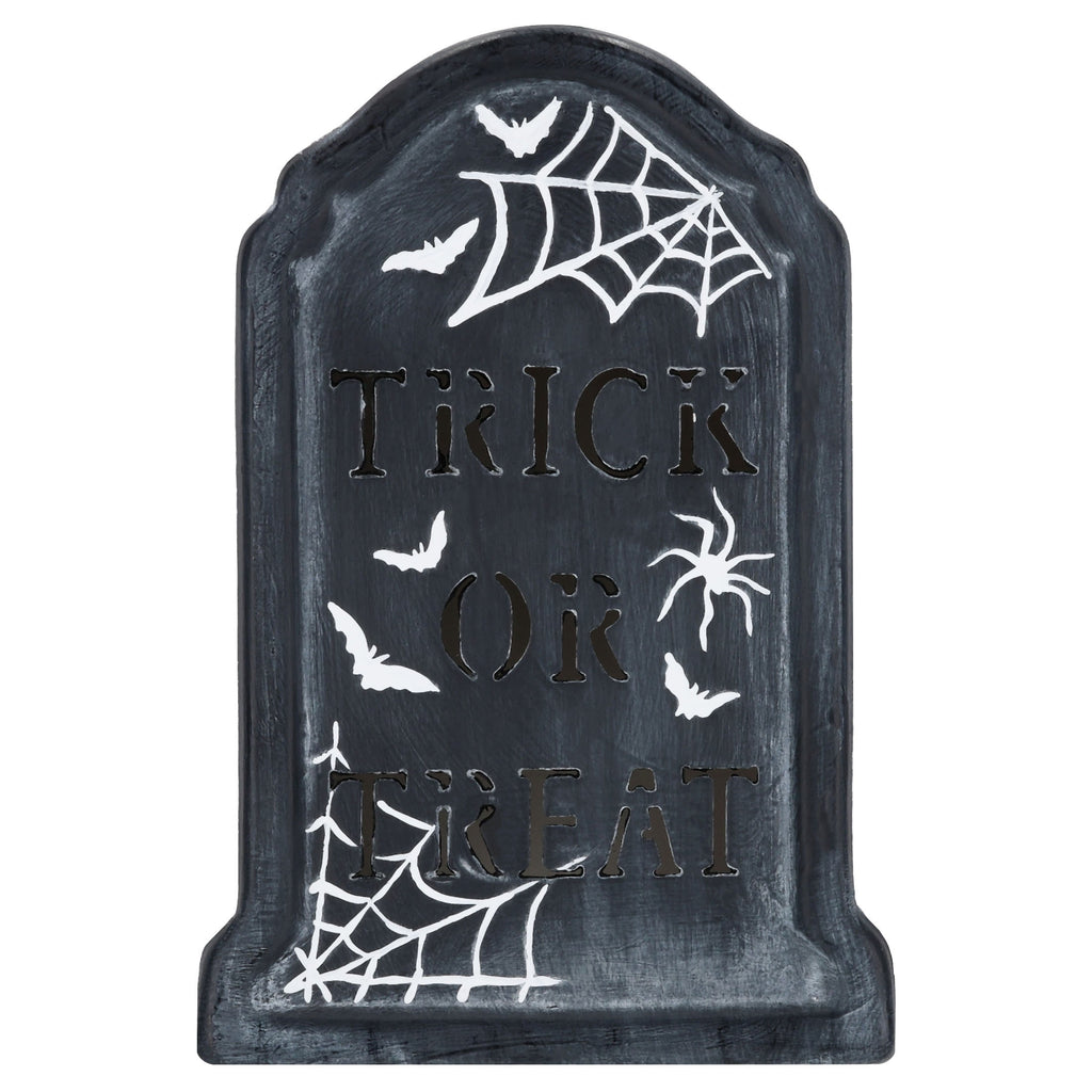 Ceramic Trick or Treat Tombstone Decoration, Black and White, 7", Halloween by Way To Celebrate