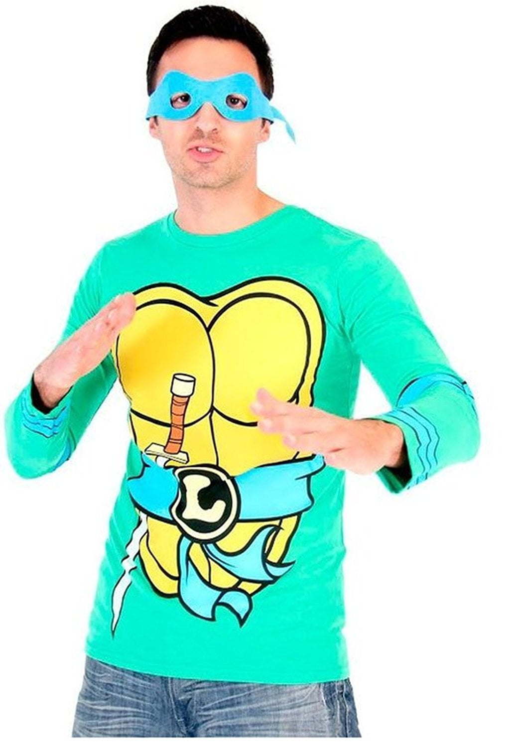 Teenage Mutant Ninja Turtles Long Sleeve Costume Green T-Shirt & Eye Mask