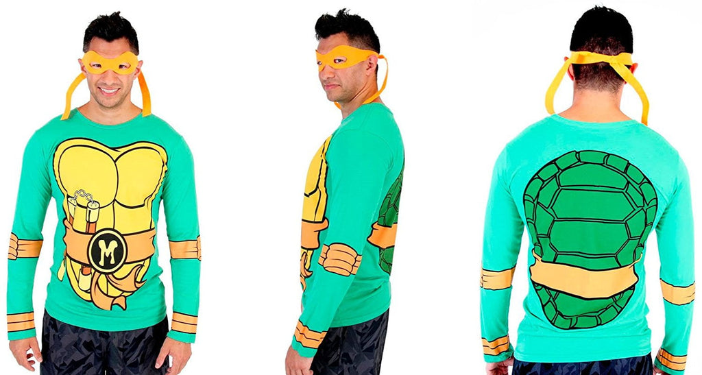 Teenage Mutant Ninja Turtles Long Sleeve Costume Green T-Shirt & Eye Mask